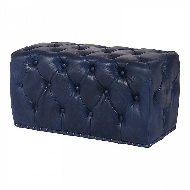 LORD DIGSBY RECT SM FOOTSTOOL-BUFF.B.BLUE - Indeca Living